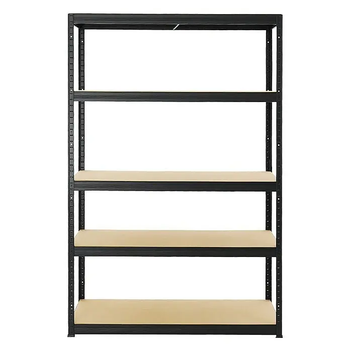 Proregal Eckregal Mega Deal + 2x Schwerlastregal Big Elephant S - Traglast pro Boden: 250 kg, Anzahl Böden: 5 Stk., Stecken, Schwarz - Regal mit fünf Böden, ideal für Lagerung und Organisation. Das robuste Metallgestell sorgt für Stabilität und Langlebigkeit.
