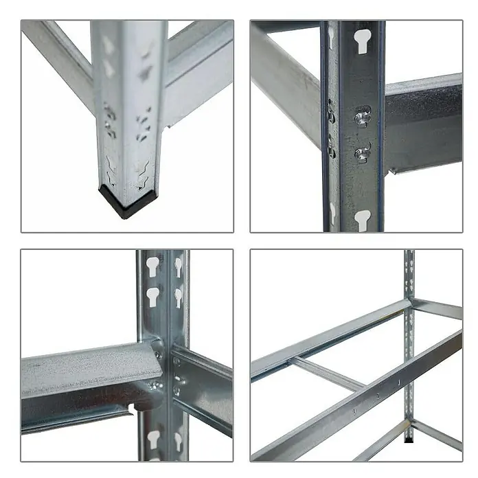 Proregal Reifenregal Mega Deal Tiger XL - Stecken, Verzinkt - Nahaufnahme eines Metallregals, das die Details und die Konstruktion des Regals zeigt.