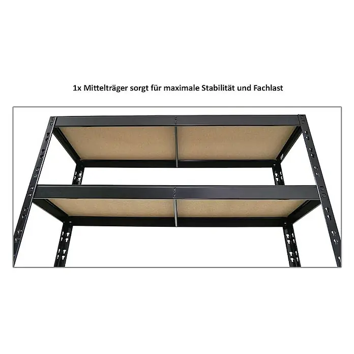Proregal Reifenregal Mega Deal Tiger mit Fachboden - Stecken, Schwarz - Das Regal mit Mittelträger bietet maximale Stabilität und Fachlast für schwere Gegenstände. Optimal für Lagerung.