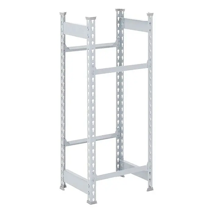 Proregal Getränkekistenregal AMMERSEE - H x B x T: 100 x 40 x 30 cm, Traglast pro Boden: 100 kg, Anzahl Böden: 2 Stk., Stecken, Grau - Abbildung eines leeren Lagerregals aus Metall mit verstellbaren Fachböden. Ideal für Lagerung & Organisation.
