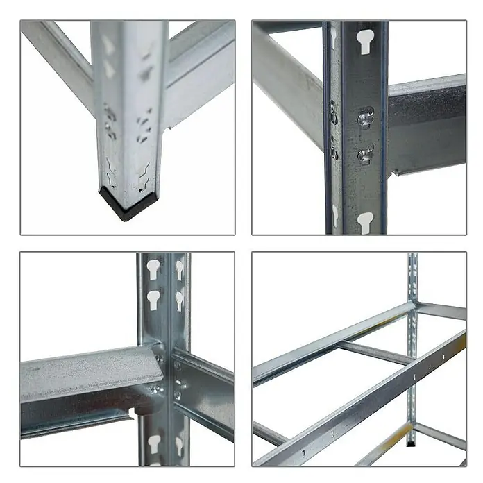 Proregal Reifenregal Mega Deal Tiger XL - Stecken, Verzinkt - Detailansichten eines robusten Metallregals, das Stabilität und Funktionalität vereint. Ideal für Lager und Werkstätten.