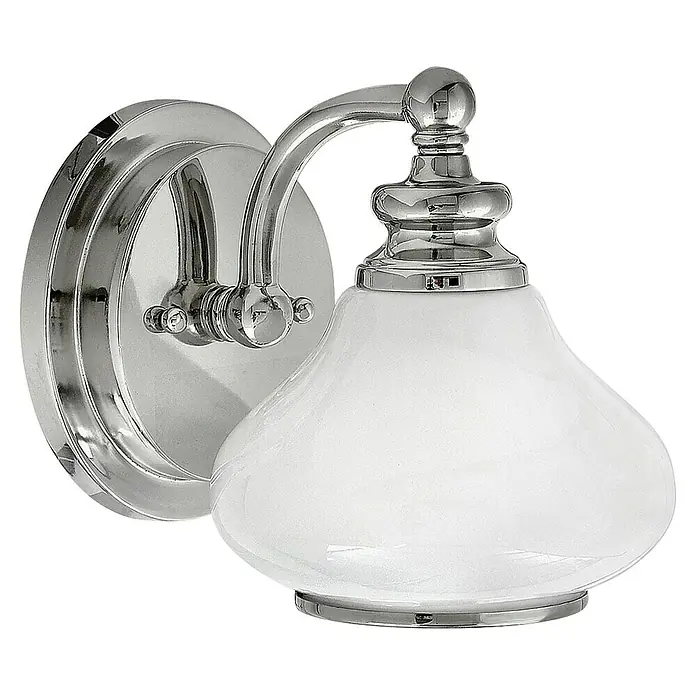 Elstead LED-Wandleuchte Ainsley - 3 W, L x B x H: 20,6 x 16 x 19,1 cm, Chrom - Elegante Wandleuchte mit poliertem Chromfinish und einem Lampenschirm aus weißem Milchglas für eine stilvolle Beleuchtung im Raum.