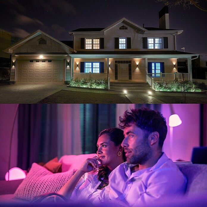 Philips Hue Bombilla LED inteligente Hue Essential (E27, Intensidad regulable, RGBW, 806 lm, 8 W, 1 ud.) | BAUHAUS