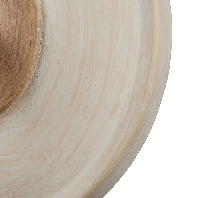 Elstead Wandleuchte Hartsville - 40 W, L x B x H: 10,2 x 11,4 x 19,4 cm, Weiß, E14 - Nahaufnahme einer dekorativen Schale mit einer einzigartigen Holzmaserung und einem modernen, gestreiften Hintergrund.