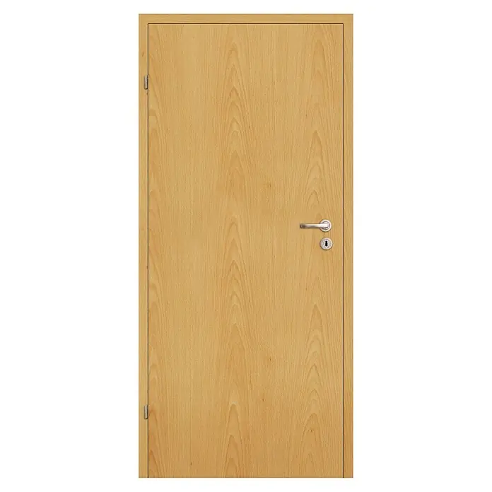 Classen PL Zimmertür - 860 x 1.985 mm, DIN Anschlag: Links, Buche, Wabe - Eine elegante Holztür mit einem modernen Türgriff und einem Schlüssel. Ideal für stilvolle Innenräume und höchste Sicherheitsansprüche.