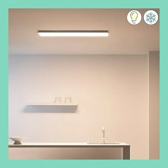 Philips Wiz LED-Panel Tunable White Slim Design - 36 W, L x B x H: 119,5 x 29,5 x 4 cm, Weiß, Kaltweiß - Eine minimalistische Küchenbeleuchtung mit einer schlanken Deckenleuchte, die modernes Design und Funktionalität vereint.