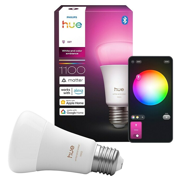 Philips Hue Smart-LED-Lampe White and Color 1100 matter (E27, Dimmbar, RGB, 1 100 lm, 8,1 W) | BAUHAUS