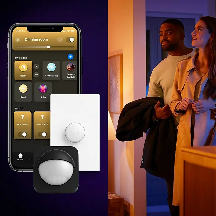 Philips Hue LED-Panel White Ambience Aurelle - 39 W, L x B x H: 60 x 60 x 4,6 cm, Schwarz, Warmweiß - Intelligente Beleuchtungslösung von Philips Hue mit App-Steuerung, Dimmschalter und Bewegungssensor für ein vernetztes Zuhause.