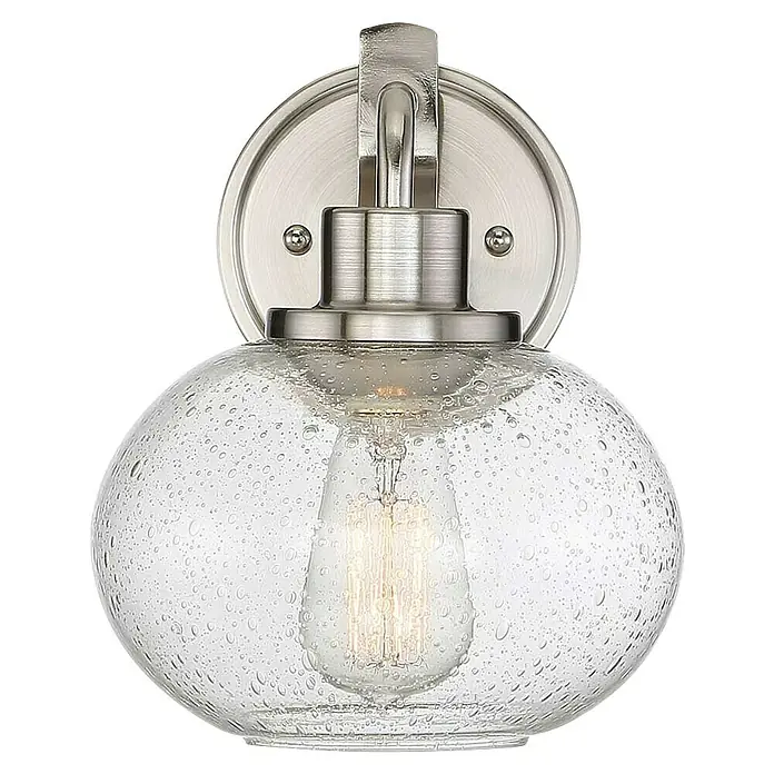 Elstead Wandleuchte Trilogy - 60 W, L x B x H: 22,5 x 19,9 x 24,1 cm, Nickel, E27 - Die moderne Wandleuchte mit einer klaren, kugelförmigen Glasabdeckung und gebürsteten Nickel-Akzenten sorgt für stilvolle Beleuchtung.