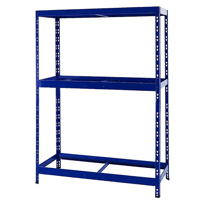 Proregal Reifenregal Mega Deal Tiger mit Fachboden - H x B x T: 180 x 130 x 50 cm, Stecken, Blau - Regal mit zwei Ebenen in blauem Metall, ideal für Lagerung und Organisation. Das robuste Design bietet Stabilität für verschiedene Gegenstände.