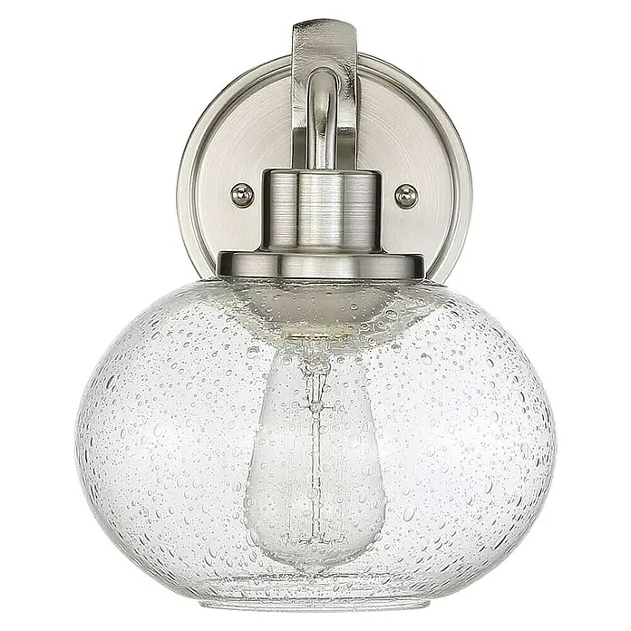 Elstead Wandleuchte Trilogy - 60 W, L x B x H: 22,5 x 19,9 x 24,1 cm, Nickel, E27 - Elegante Wandleuchte mit geblasenem Glas und Edison-Glühbirne. Die Leuchte ist in gebürstetem Nickel gehalten und sorgt für ein warmes Licht.
