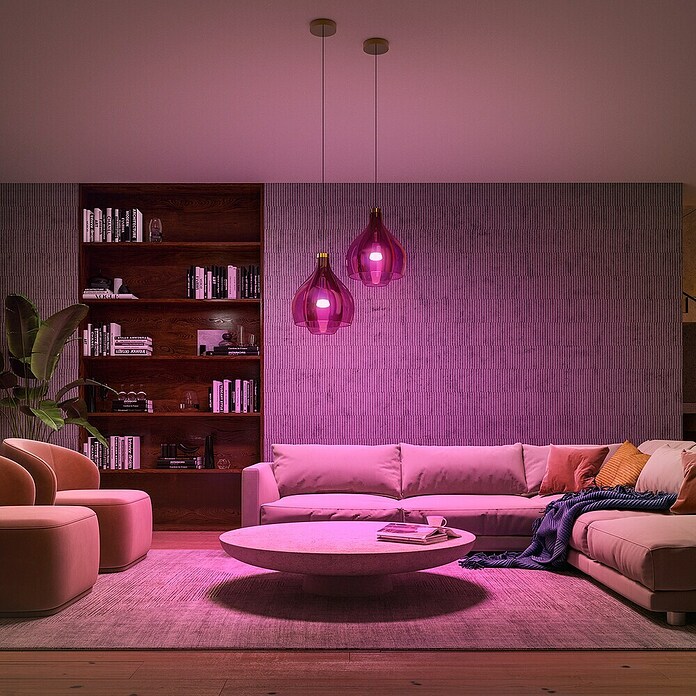 Philips Hue Smart-LED-Lampe Set mit Dimmcontroller, Steuerzentrale (E27, Dimmbar, RGBW, 2 Stk.) | BAUHAUS