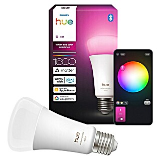 Philips Hue Smart-LED-Lampe White and Color 1600 matter (E27, Dimmbar, RGB, 1 600 lm, 11,8 W)