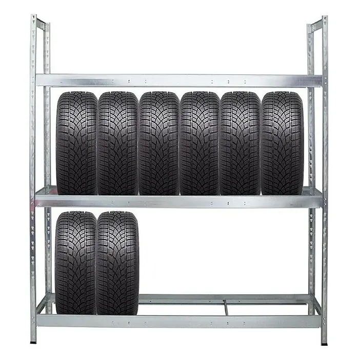 Proregal Reifenregal Mega Deal Tiger XL - Stecken, Verzinkt - Reifenregal mit acht Autoreifen. Praktische Lagerung für Winter- oder Sommerreifen. Ideal für Garage oder Werkstatt.