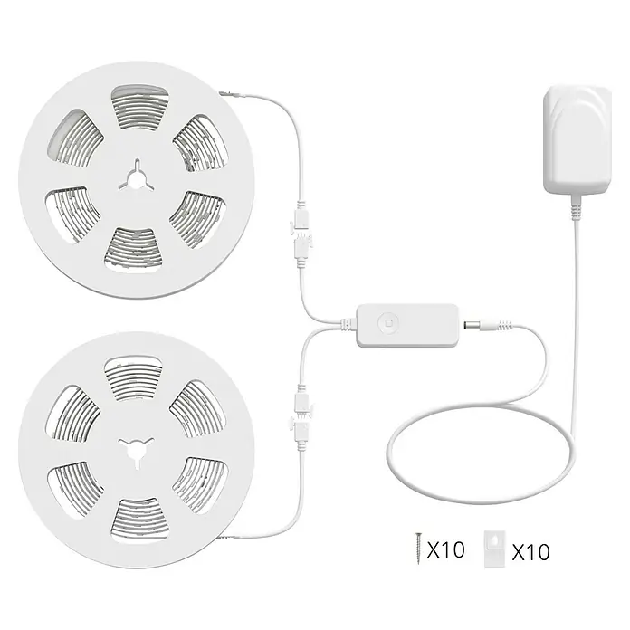 Philips Wiz Smart-LED-Band - Länge: 30 m, RGBW, 22 W, 630 lm - LED-Streifen-Set: Enthält zwei Rollen LED-Streifen, eine Steuerungseinheit und einen Netzadapter für flexible Beleuchtungslösungen.