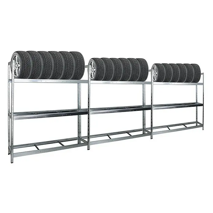 Proregal Reifenregal Mega Deal Tiger XL - Stecken, Verzinkt - Reifenregal zur Lagerung von Autoreifen mit mehreren Regalebenen und robustem Metallrahmen. Praktische Lösung für Werkstatt und Garage.