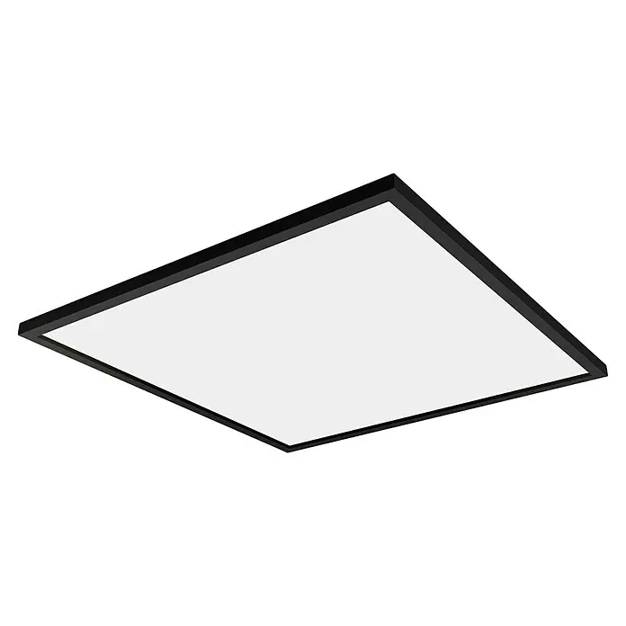 Philips Hue LED-Panel White Ambience Aurelle - 39 W, L x B x H: 60 x 60 x 4,6 cm, Schwarz, Warmweiß - Quadratische LED-Deckenleuchte mit schwarzem Rahmen und weißem Leuchtfeld für moderne Innenräume.