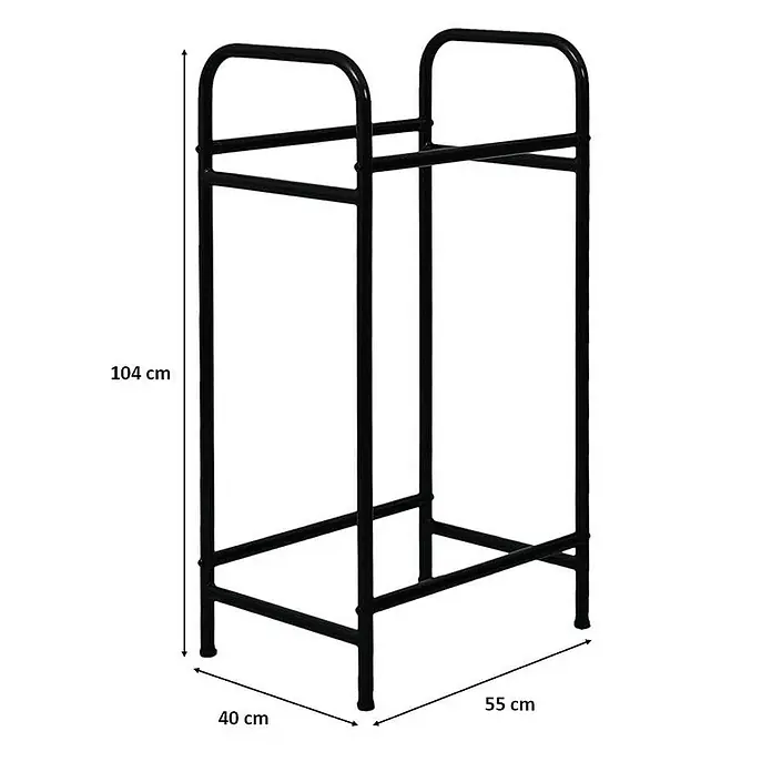 Proregal Reifenregal CARRERO - Schrauben, Schwarz - Eine stabile, schwarze Holzablage mit den Maßen 104 cm Höhe, 55 cm Breite und 40 cm Tiefe für die praktische Holzlagerung.