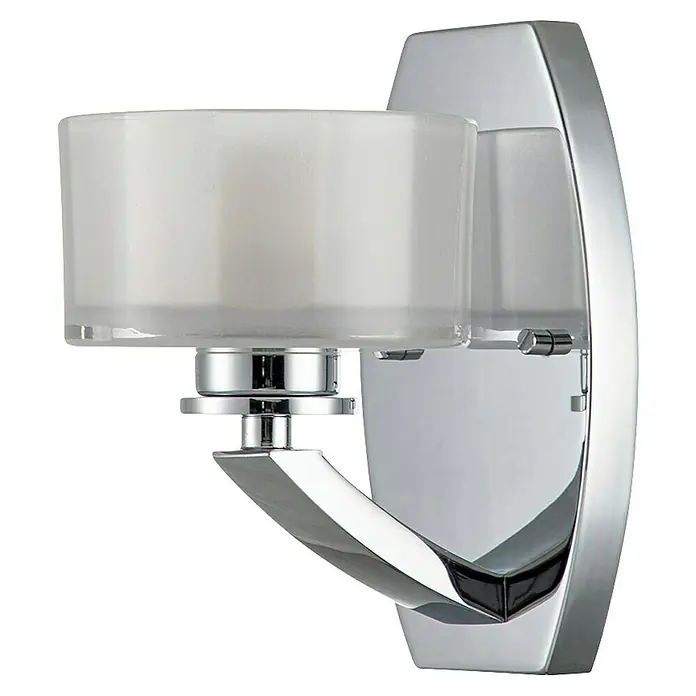 Elstead LED-Wandleuchte Meridian - 3 W, L x B x H: 16,5 x 12,7 x 20,3 cm, Chrom - Elegante Wandleuchte mit zylindrischem Lampenschirm und verchromter Halterung, die modernes Design und Funktionalität vereint.