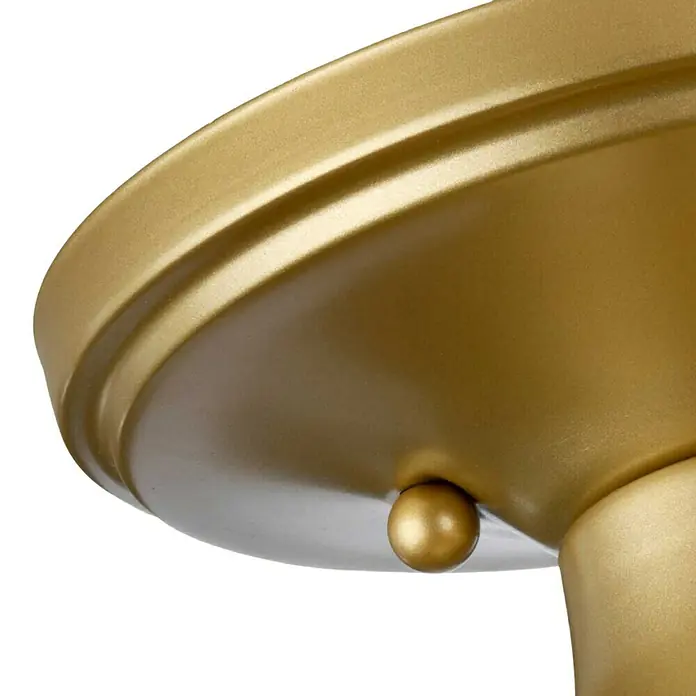 Elstead Deckenleuchte Dublin - 40 W, L x B x H: 18,2 x 18,2 x 20,5 cm, Messing, E27 - Nahaufnahme einer goldenen Deckenleuchte mit eleganten Details und einer glänzenden Oberfläche, die ein warmes Licht verspricht.