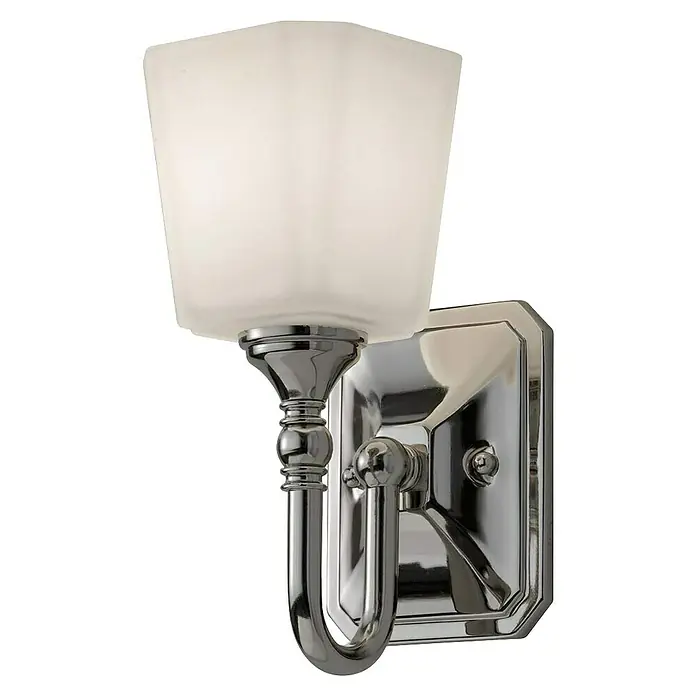 Elstead LED-Wandleuchte Concord - 3 W, L x B x H: 15,2 x 11,7 x 25,7 cm, Chrom, Warmweiß - Elegante Wandleuchte mit poliertem Chrom und einem schlichten, mattweißen Lampenschirm für stilvolle Beleuchtung im Innenraum.