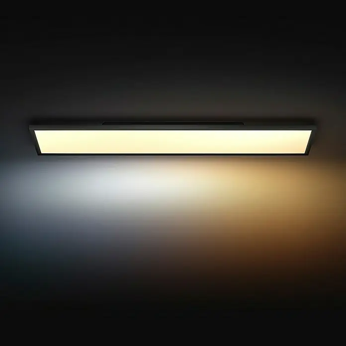 Philips Hue LED-Panel White Ambience Aurelle - neue Generation - 39 W, L x B x H: 120 x 30 x 4,6 cm, Schwarz, Warmweiß - Deckenleuchte mit schlankem Design, die ein warmes, einladendes Licht ausstrahlt und für eine angenehme Atmosphäre sorgt.