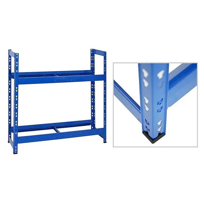 Proregal Reifenregal Mega Deal Tiger - Stecken, Blau - Blaues Metallregal mit zwei Ebenen, ideal für Lagerung und Organisation. Robuste Bauweise mit verstellbaren Regalböden.