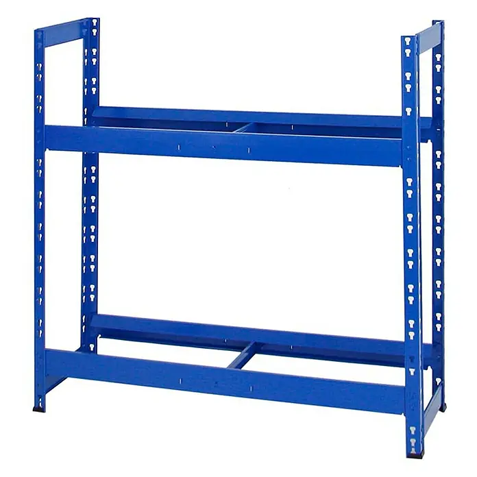 Proregal Reifenregal Mega Deal Tiger - Stecken, Blau - Abbildung eines blauen Metallregals mit zwei Ebenen, ideal für Lagerung und Organisation.