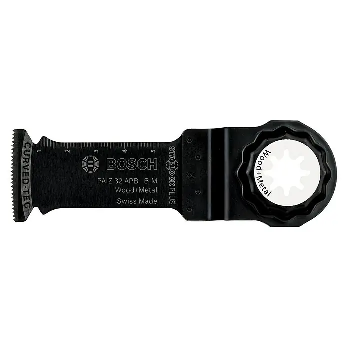 Bosch Tauchsägeblatt Wood and Metal PAIZ 32 APB - Geeignet für: Holz, 60 x 32 mm, STARLOCK-Plus-System - Oszillierendes Sägeblatt PAIZ 32 APB BIM Wood+Metal von Bosch Starlock Plus, ideal zum Sägen von Holz und Metall, Swiss Made.