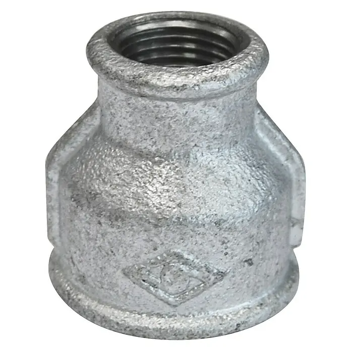 Reduziermuffe - 1″/½″, Verzinkt - Ein galvanisch verzinktes Reduzierstück aus Stahl mit Innengewinde, ideal für Sanitär- und Heizungsanwendungen.