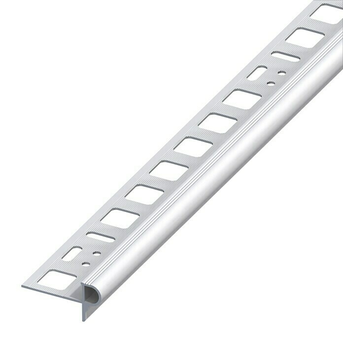 Treppenkantenprofil Florentiner (Aluminium, Silber, 2,5 m x 12,5 mm)