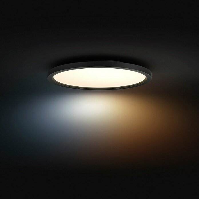 Philips Hue LED-Panel rund White Ambience Aurelle (21 W, Ø x H: 39,5 x 4,7 cm, Schwarz, Schwarz, Warmweiß) | BAUHAUS
