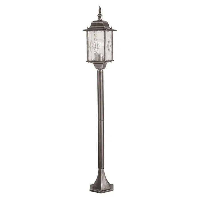 Elstead Außenstehleuchte Wexford - 50 W, Farbe Gehäuse: Schwarz/ Silber, 15,9 mm x 15,9 cm x 123,5 mm, Ohne Leuchtmittel - Eine elegante Gartenlaterne mit klaren Glaseinsätzen und einer klassischen Form, die jeden Außenbereich aufwertet.