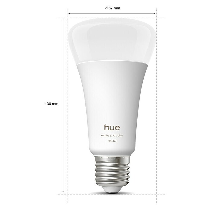 Philips Hue Smart-LED-Lampe White and Color 1600 matter (E27, Dimmbar, RGB, 1 600 lm, 11,8 W) | BAUHAUS