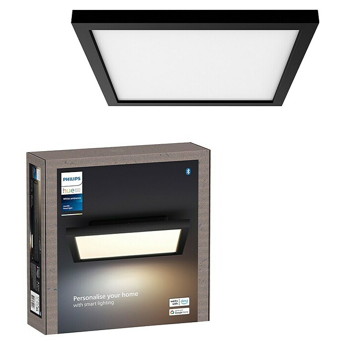 Philips Hue LED-Panel White Ambience Aurelle (19 W, L x B x H: 30 x 30 x 4,6 cm, Schwarz, Warmweiß) | BAUHAUS