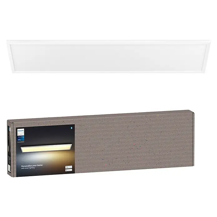 Philips Hue LED-Panel White Ambience Aurelle - 19 W, L x B x H: 120 x 30 x 4,8 cm, Warmweiß - Intelligente Philips Hue White Ambiance Leuchte Linear Deckenleuchte mit Verpackung für eine moderne Beleuchtungslösung.