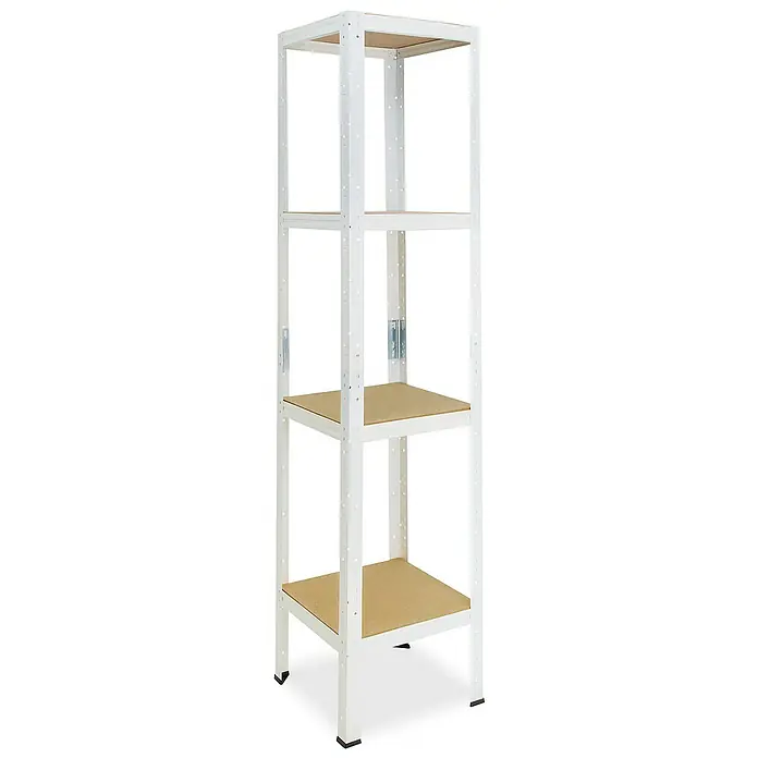 shelfplaza Schwerlastregal HOME - H x B x T: 200 x 45 x 45 cm, Traglast pro Boden: 175 kg, Stecken, weiß - Weißes Metallregal mit drei Regalböden. Das Regal ist hoch und schmal und eignet sich gut zur Aufbewahrung von Gegenständen.