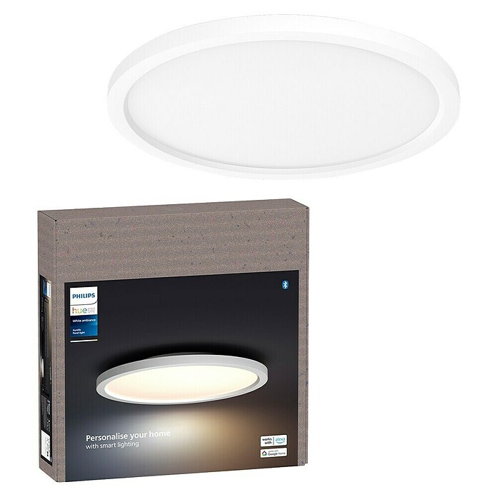 Philips Hue LED-Panel rund White Ambience Aurelle (21 W, Ø x H: 39,5 x 4,7 cm, Weiß, Warmweiß) | BAUHAUS