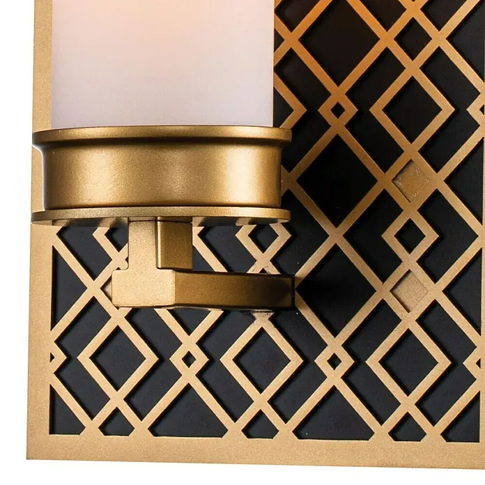 Elstead Wandleuchte Ziggy - 40 W, L x B x H: 11,4 x 15,2 x 34,3 cm, Gold, E27 - Wandleuchte mit goldfarbenem Lampenschirm und geometrischem Muster. Elegante Beleuchtung für stilvolle Innenräume.