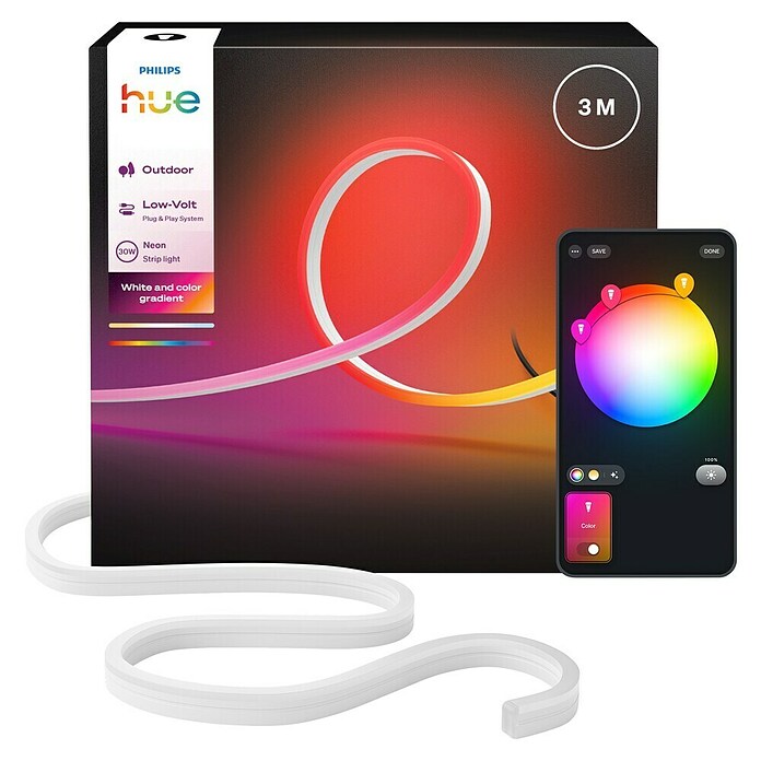 Philips Hue LED-Stripes Neon Gradient Outdoor (Länge: 3 m, Lichtfarbe: RGBW, 3 000 lm, 30 W) | BAUHAUS
