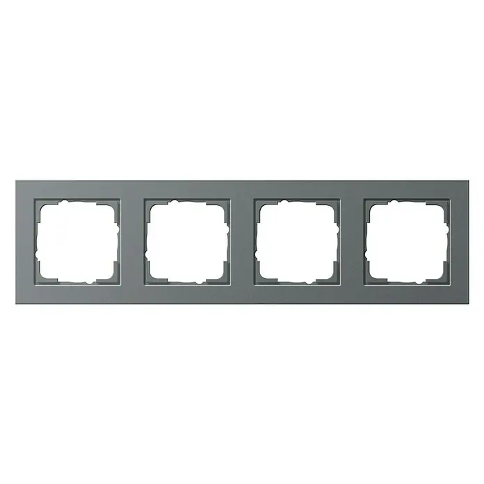 Gira E2 Abdeckrahmen 021423 - Anthrazit, 4-fach, Kunststoff - Grauer, vierfach Schalterrahmen für stilvolle Lichtschalter. Perfekt für moderne Wohnräume und Büros.