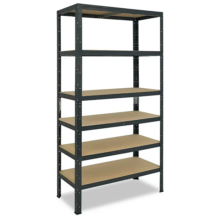 shelfplaza Schwerlastregal HOME - H x B x T: 230 x 100 x 30 cm, Traglast pro Boden: 175 kg, Stecken, anthrazit - Ein stabiles Metallregal mit fünf Regalböden, ideal für die Lagerung in Garage, Keller oder Werkstatt. Robust und einfach zu montieren.