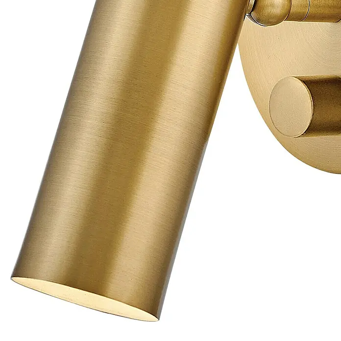 Elstead LED-Wandleuchte Dax - 8 W, L x B x H: 12,1 x 12,1 x 17,1 cm, Messing - Nahaufnahme einer eleganten goldenen Wandleuchte, die modernes Design und warme Beleuchtung vereint.