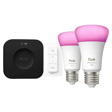 Philips Hue Smart-LED-Lampe Set mit Dimmcontroller, Steuerzentrale