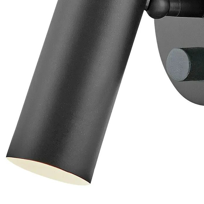 Elstead LED-Wandleuchte Dax - 8 W, L x B x H: 12,1 x 12,1 x 17,1 cm, Schwarz - Nahaufnahme einer schwarzen Wandleuchte mit einem zylindrischen Lampenkopf und einem runden Wandhalter.