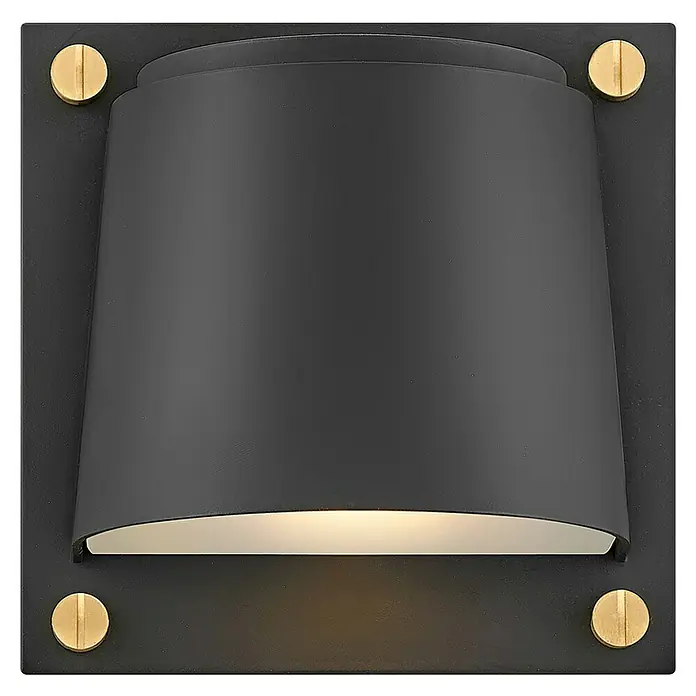 Elstead LED-Außenwandleuchte Scout - 7 W, 12 x 16,5 x 16,5 cm, Black, IP44 - Diese elegante schwarze Wandleuchte spendet ein sanftes Licht. Das moderne Design wird durch goldene Akzente stilvoll ergänzt.
