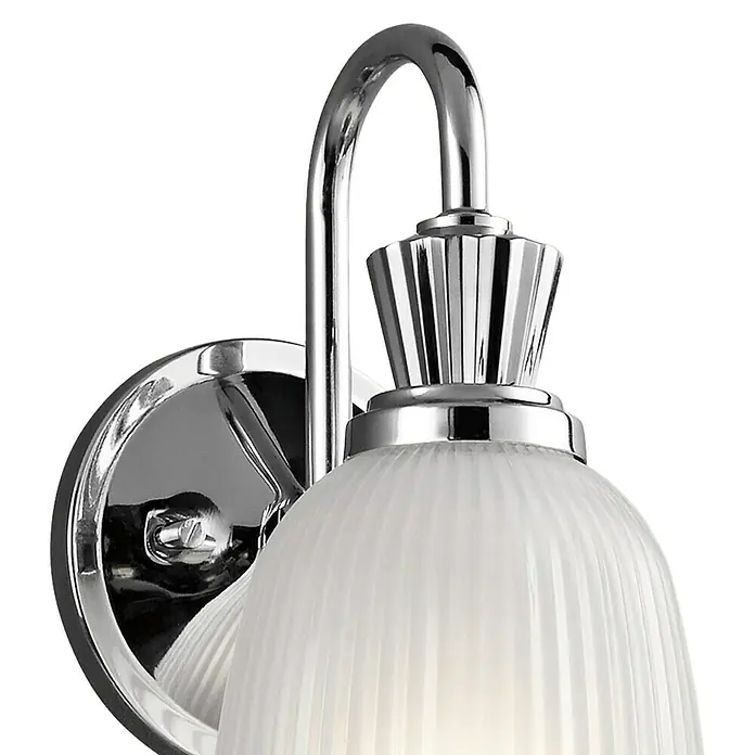 Elstead LED-Wandleuchte Cora - 3 W, L x B x H: 17,2 x 12,7 x 24,1 cm, Chrom, Warmweiß - Elegante Wandleuchte mit Chromdetails und geripptem Glasschirm für stilvolle Beleuchtung in jedem Raum.
