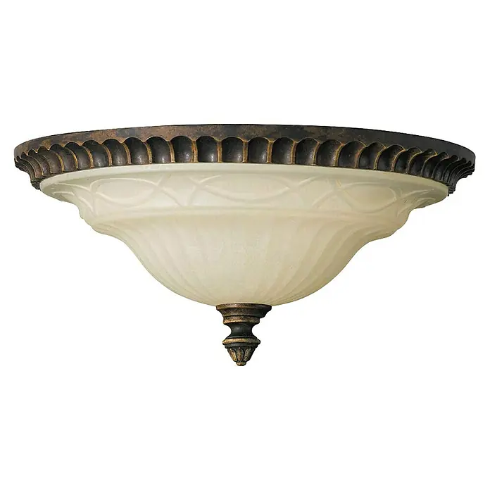 Elstead Wandleuchte Drawing - 60 W, L x B x H: 33 x 33 x 15,2 cm, Walnuss, E27 - Klassische Deckenleuchte mit bronzefarbenen Akzenten und einem cremefarbenen Glasschirm, der ein warmes, diffuses Licht erzeugt.