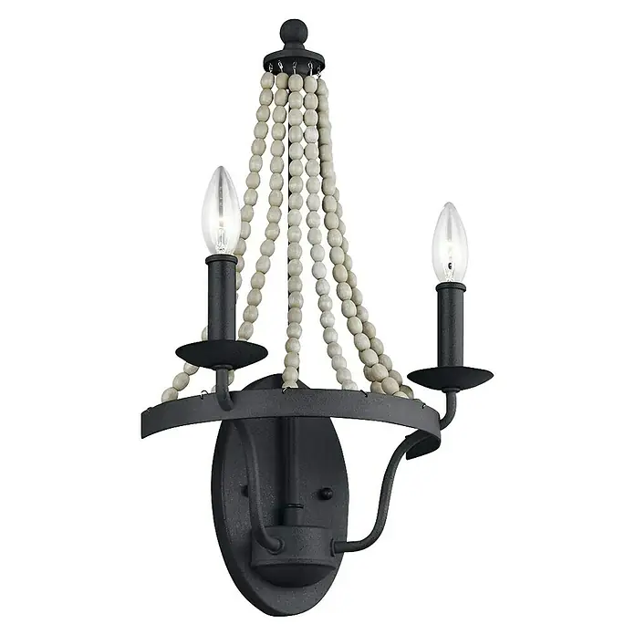 Elstead Wandleuchte Nori - 40 W, L x B x H: 14,6 x 27,9 x 49,8 cm, E14 - Diese Wandleuchte mit Perlenakzenten bietet ein warmes Licht und verleiht jedem Raum einen Hauch von rustikalem Charme.