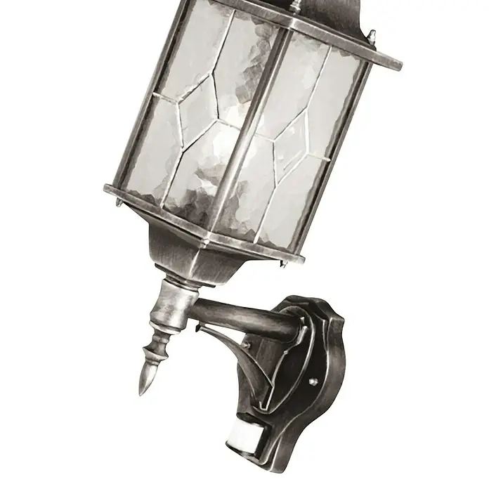 Elstead Außenwandleuchte Wexford - 60 W, 32 x 41 x 41 cm, Schwarz/Silber, IP44 - Eine elegante Wandleuchte mit antikem Finish und strukturiertem Glas, die jedem Außenbereich einen Hauch von Vintage-Charme verleiht.